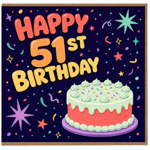 51st Birthday Card, Happy 51st Birthday Card