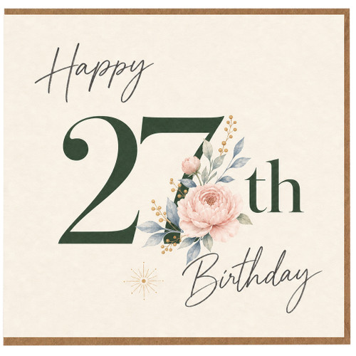 27th Birthday Card, Happy 27th Birthday Floral Card