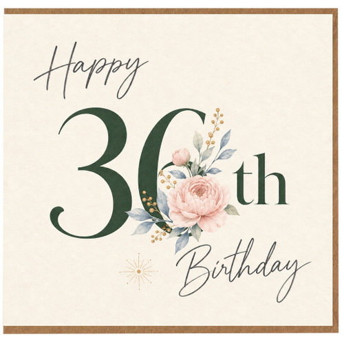 36th Birthday Card, Happy 30th Birthday Floral Greeting Card