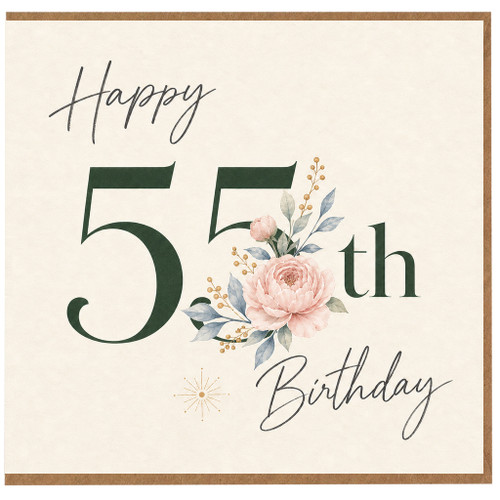 55th Birthday Card, Happy 55th Birthday Floral Greeting Card