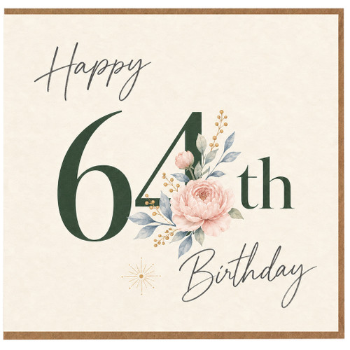 64th Birthday Card, Elegant Floral Birthday Card