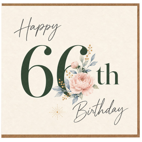 66th Birthday Card, Happy 60th Birthday Floral Card