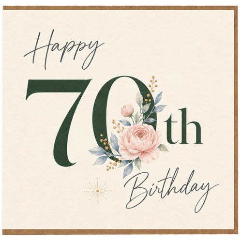 70th Birthday Card, Floral Happy Birthday Card