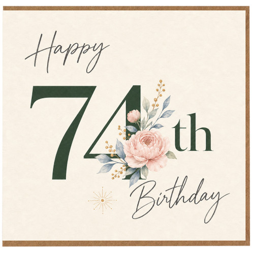 74th Birthday Card, Happy 74th Birthday Floral Card