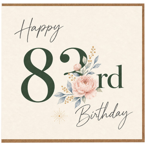 83rd Birthday Card, Happy 80th Birthday Floral Greeting Card