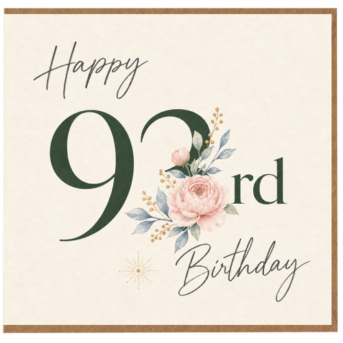 93rd Birthday Card, Happy 90rd Birthday Floral Card