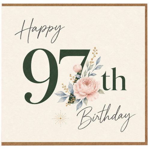 97th Birthday Card, Happy 9th Birthday Floral Card