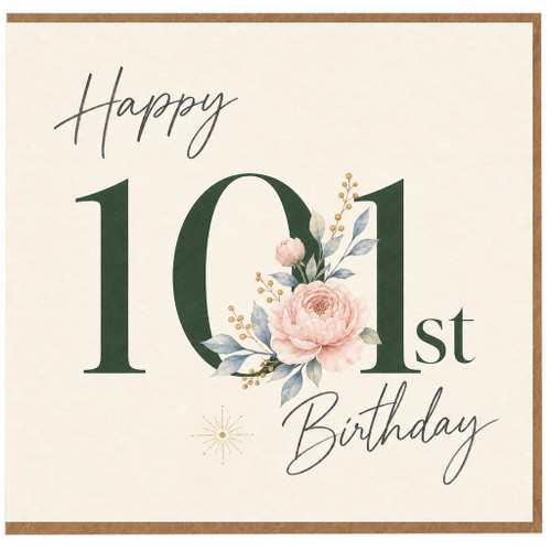 101st Birthday Card, Happy 101st Birthday Floral Card