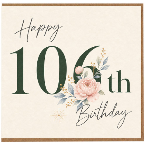 106th Birthday Card, Floral Happy Birthday Card
