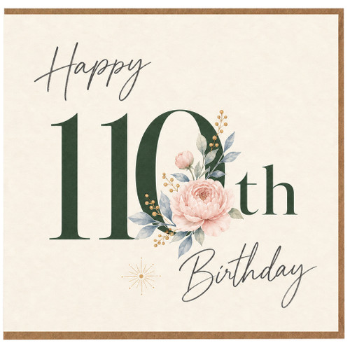 110th Birthday Card, Happy 110th Birthday Floral Card