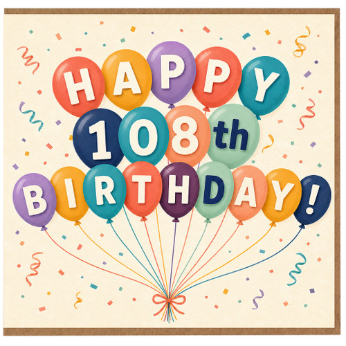 108th Birthday Card, Happy 108th Birthday Balloon Card