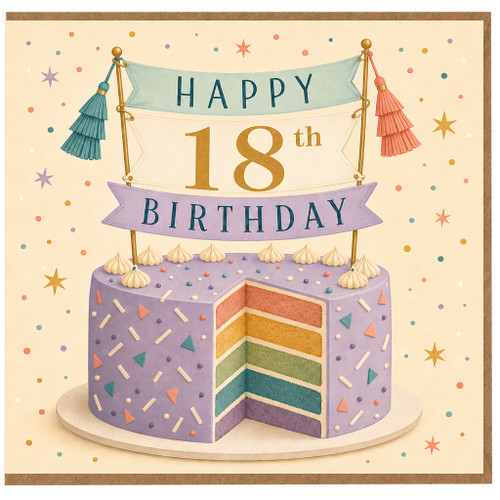 18th Birthday Card, Happy 18th Birthday Cake Design