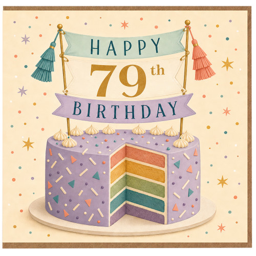 79th Birthday Card, Happy 79th Birthday Cake Design Card