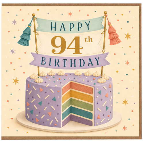 94th Birthday Card, Happy 94th Birthday Celebration Cake Design