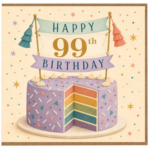 99th Birthday Card, Happy 99th Birthday Card, Birthday Cake Design