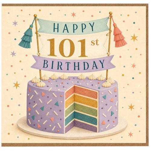 101st Birthday Card, Happy 101st Birthday Cake Card