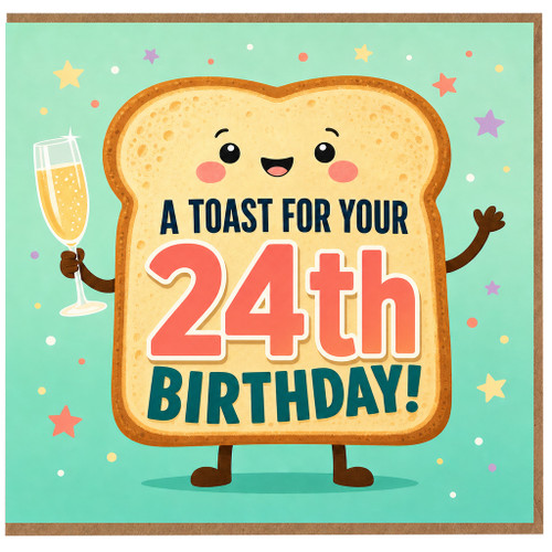 24th Birthday Card, A Toast For Your Birthday Toast Character Party Card