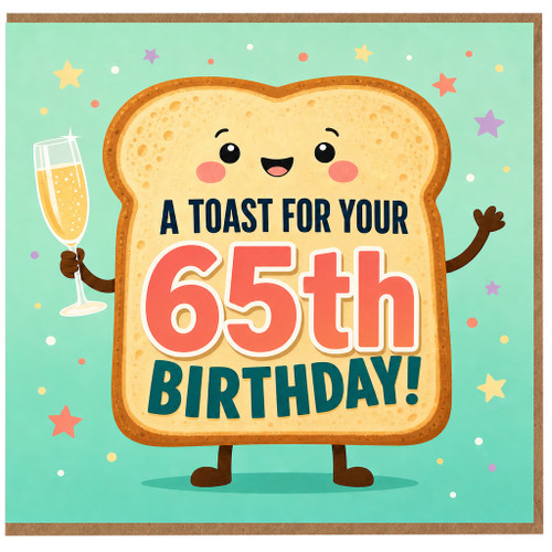 65th Birthday Card, Cute Toast Birthday Card, A Toast For Your 65th Birthday