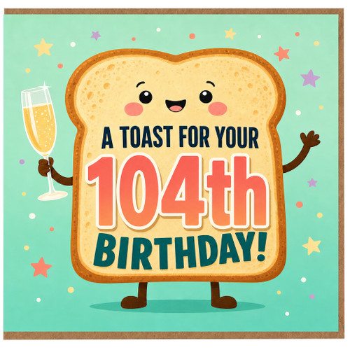 104th Birthday Card, A Toast For Your 104th Birthday Funny Toast Character Card