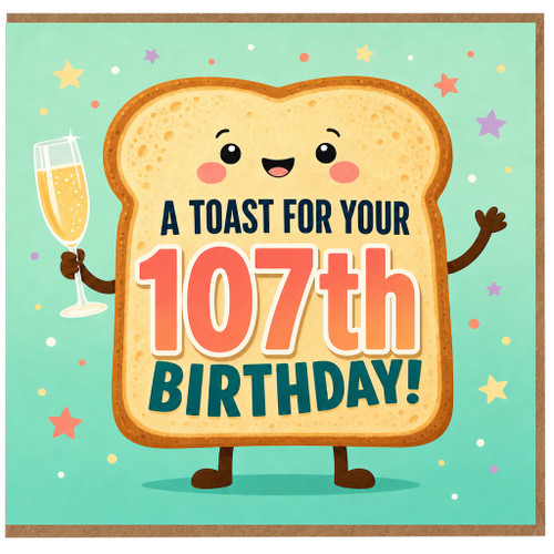 107th Birthday Card, A Toast For Your Birthday Funny Card