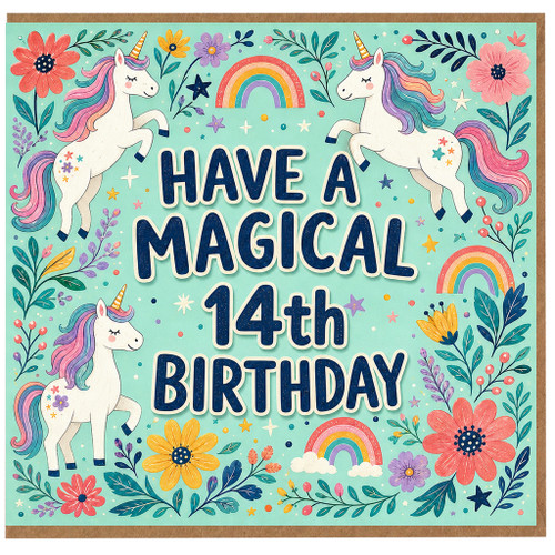 14th Birthday Card, Have a Magical Unicorn Birthday Card