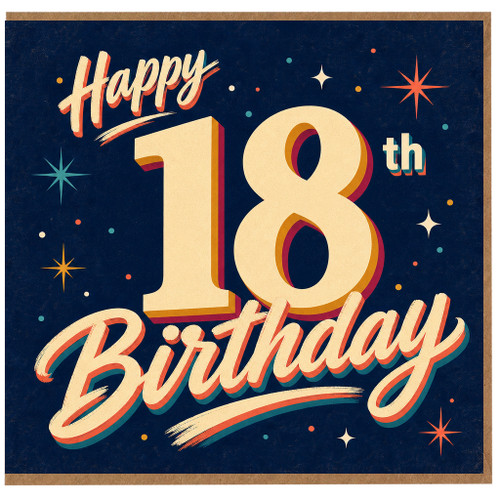 18th Birthday Card, Happy 18th Birthday Retro Design