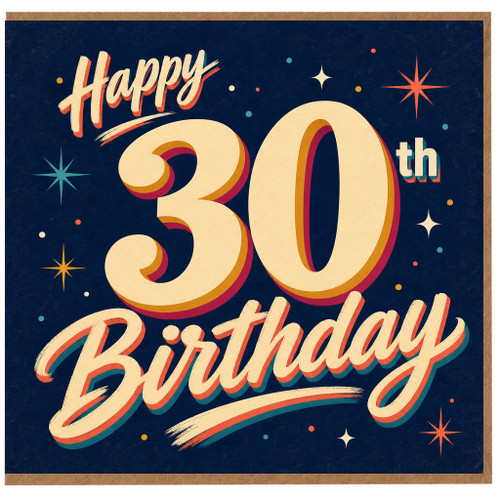 30th Birthday Card, Happy Birthday Retro Style Card