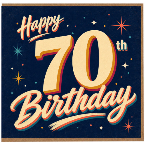 70th Birthday Card, Happy 70th Birthday Retro Style Card