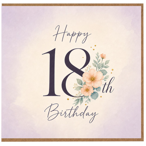 18th Birthday Card, Elegant Floral Happy 18th Birthday Card