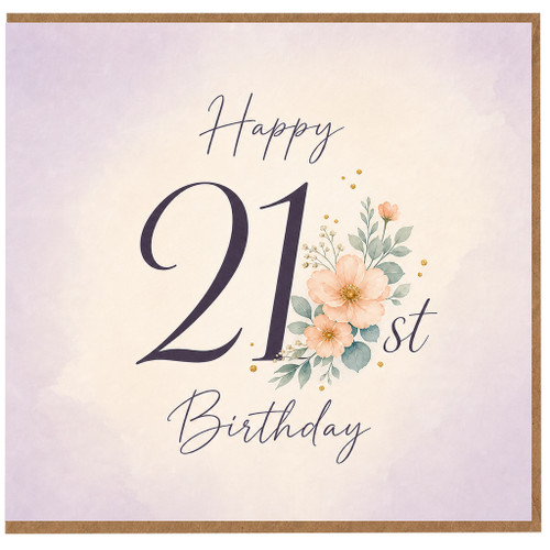 21st Birthday Card, Happy 21st Birthday Floral Card