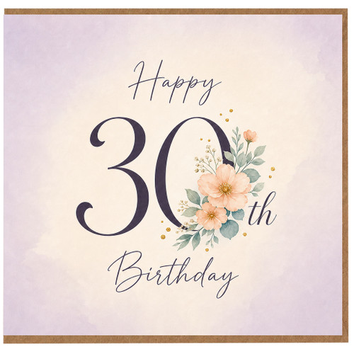 30th Birthday Card, Happy 30th Birthday Floral Greeting Card