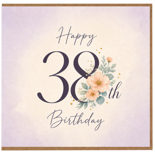 38th Birthday Card, Floral Happy Birthday Card