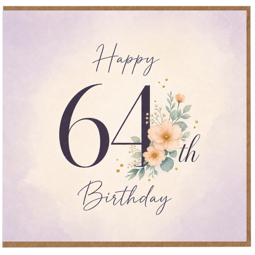64th Birthday Card, Happy 64th Birthday Floral Card