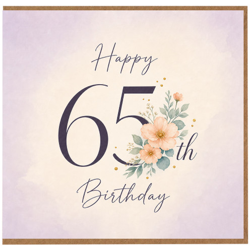 65th Birthday Card, Happy 65th Birthday Floral Greeting Card