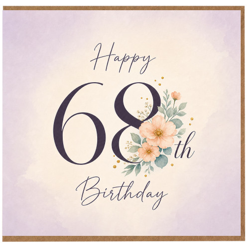 68th Birthday Card, Happy 68th Birthday Floral Card