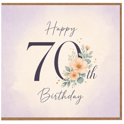 70th Birthday Card, Happy Birthday Floral Design