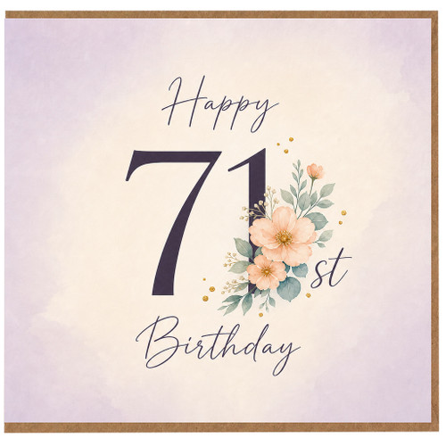 71st Birthday Card, Floral Pastel 71 Today Birthday Card