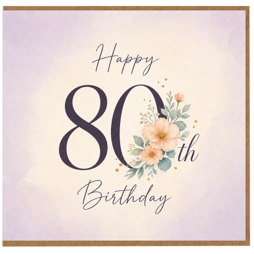 80th Birthday Card, Happy 80th Birthday Floral Card