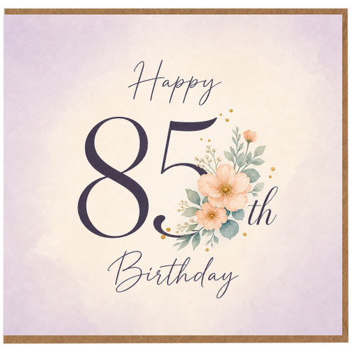 85th Birthday Card, Floral Happy Birthday Card