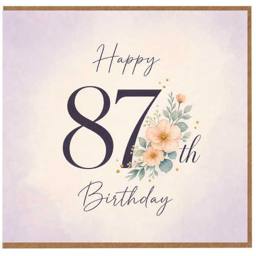 87th Birthday Card, Happy Floral Birthday Card