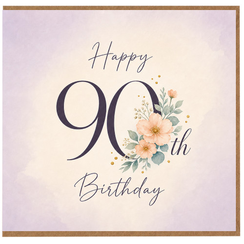 90th Birthday Card, Happy 90th Birthday Floral Card