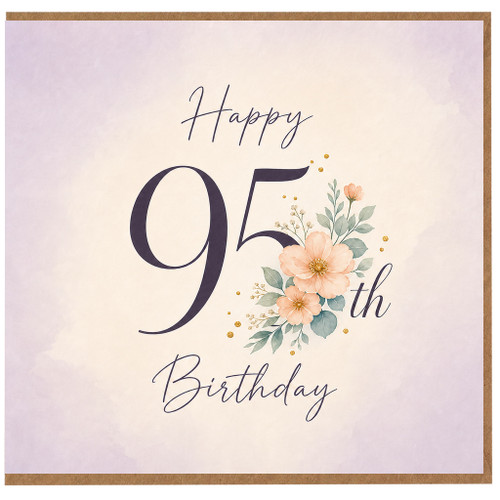 95th Birthday Card, Floral Happy Birthday Card