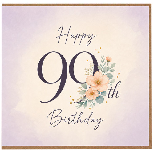 99th Birthday Card, Floral Happy 90th Birthday Card