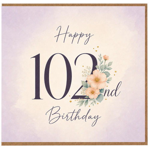 102nd Birthday Card, Happy 102nd Birthday Floral Card