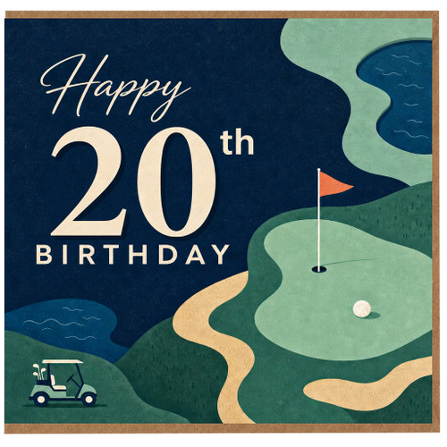 20th Birthday Card, Golf Themed Happy 20th Birthday Card