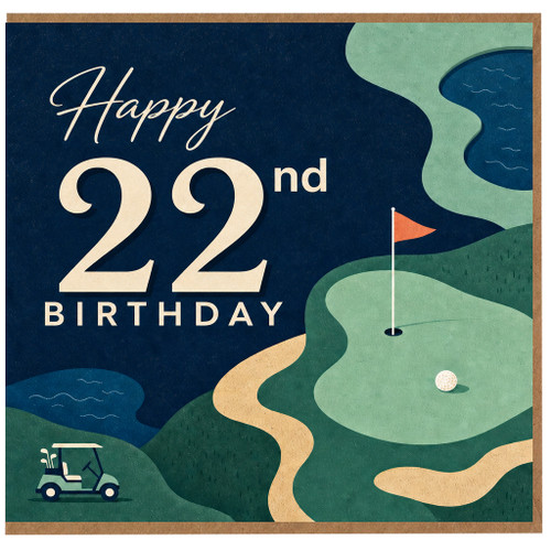 22nd Birthday Card, Golf Theme Happy 22nd Birthday Card