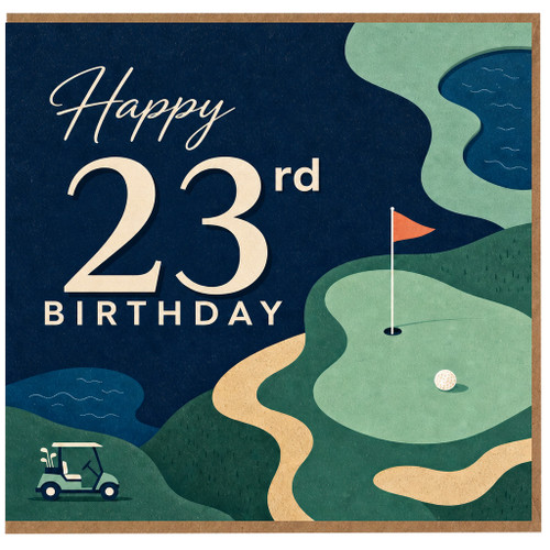 23rd Birthday Card, Golf Themed Happy 23rd Birthday Card