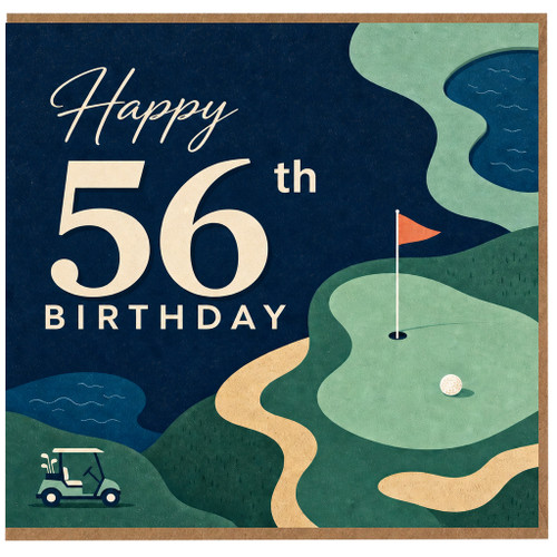 56th Birthday Card, Golf Theme Happy 56th Birthday Card