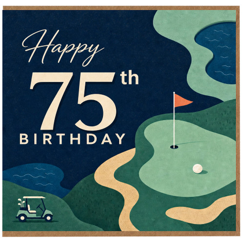 75th Birthday Card, Golf Themed Happy 75th Birthday Card