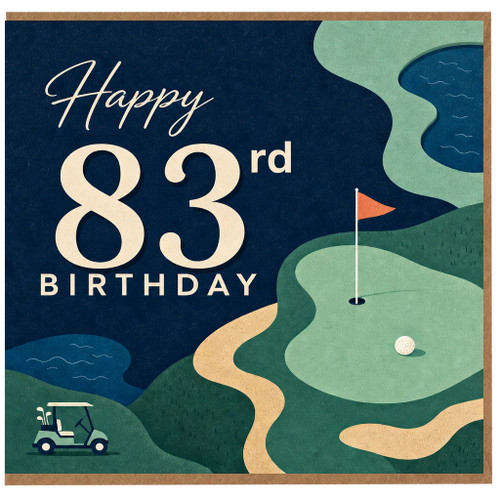83rd Birthday Card, Golf Themed Happy Birthday Card